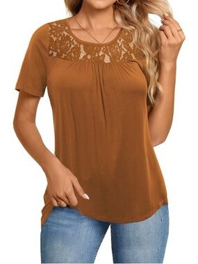 NWT LetDiosto Women's Lace Short Sleeve Flowy Top Size 2X